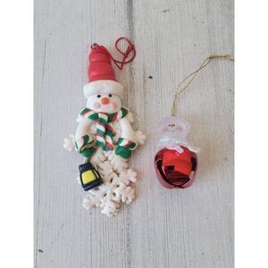 Snowman snowflake glitter Bell ornament Xmas set Lantern
